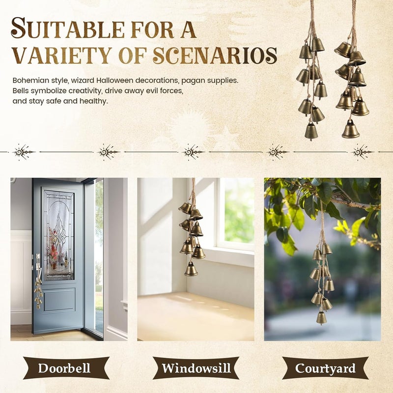Ausicfen 2 Pack Witch Bells for Door Knob Protection Outdoor Bells Hanging Bells for Door knob Witches Bells Magic Wind Chimes for Home Protection Witch Bells Kit (Two Styles) - Image 5